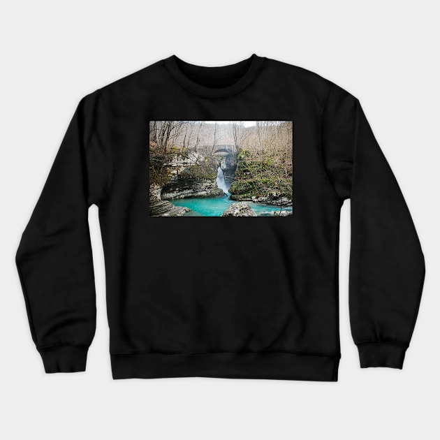 Waterfall on Kozjak River Crewneck Sweatshirt by jojobob